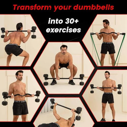 Dumbbell Barbell Converter Bar, Adjustable Dumbbell Bar for Home Gym, Compatible with Most Dumbbells, All-Metal Dumbell to Barbell Converter for Weight Lifting and Strength Training