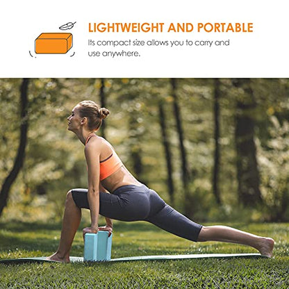 Sol Living Yoga Blocks 2 Pack High Density EVA Foam Yoga Cushion Stretching Pilates Meditation Exercise Equipment Support Deepen Poses Odor Free Non Slip Yoga Accessories - 4" x 6" x 9"- Turquoise - color: Turquoise