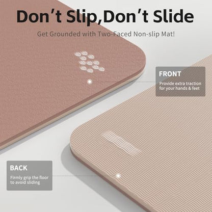 PAIDU Yoga Mat 8mm TPE Non‑Slip Fitness Mat with Strap for Home Workouts - color: Brown&Apricot
