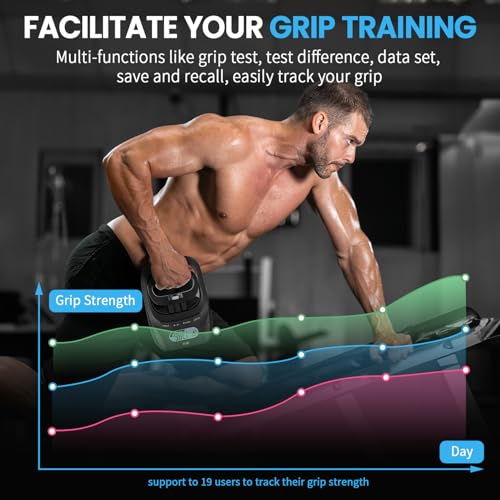396lbs/180kg Grip Strength Tester, Hand Grip Dynamometer, Digital Grip Strength Tester with LCD Display, Adjustable Hand Grip Training Gauge, Hand Grip Testing for Sports Home School Use - color: Black