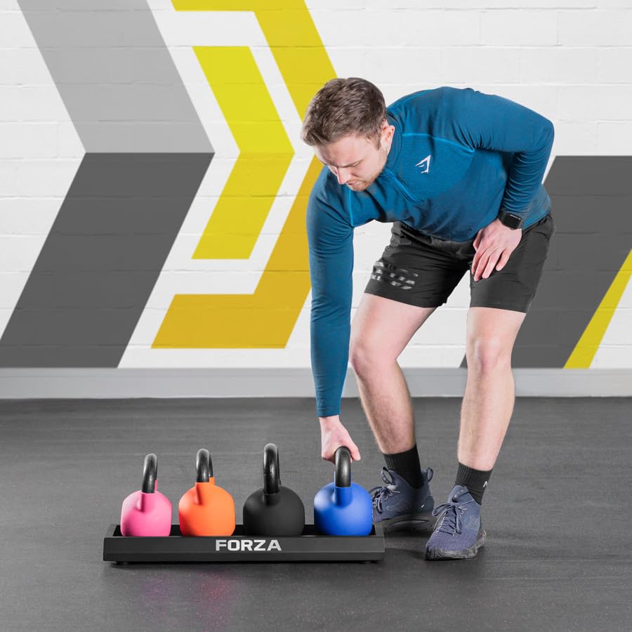 FORZA Kettlebell Stand Storage Tray - Kettlebell Rack for 3/4 Hand Weights | Home Gym Storage for Kettlebell Weight Set | Gym Equipment Storage for Small Kettlebell Set