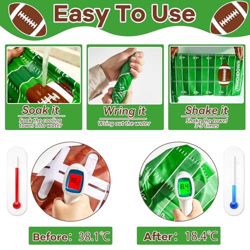 30Pcs Football Cooling Towels for Neck and Face 40 x 12 Inch Football Sports Team Gifts Workout Ice Towel for Gym Sweat Microfiber Breathable Chilly Bulk Neck Wraps for Athletes Camping Travel Yoga - style: Football