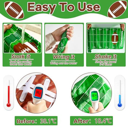 30Pcs Football Cooling Towels for Neck and Face 40 x 12 Inch Football Sports Team Gifts Workout Ice Towel for Gym Sweat Microfiber Breathable Chilly Bulk Neck Wraps for Athletes Camping Travel Yoga - style: Football