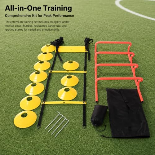 Agility Ladder Speed Training Kit, Soccer Training Equipment Set, PP Rung Agility Ladder Synthetic Disc Cones with Storage Bag, Training Set Type a Training S