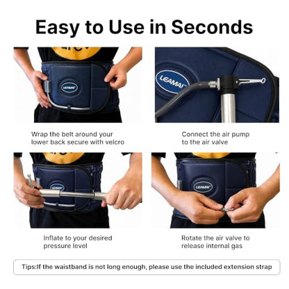 Decompression Belt, Inflated Back Brace for Lower Back Pain | Blue