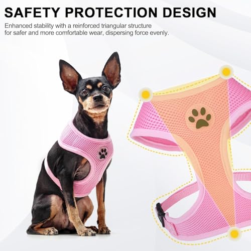 BINGPET Small Dog Harness, No Pull Step-in Puppy Pet Vest, Pink - color: Pink, size: XS (NECK: 10", CHEST: 10"-14")
