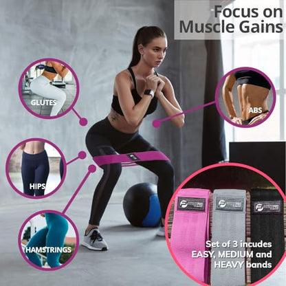 Fittest Pro by Limm Resistance Bands for Legs and Butt, Fabric Exercise Loop Bands Yoga, Pilates, Rehab, Fitness and Home Workout, Strength Bands for Booty
