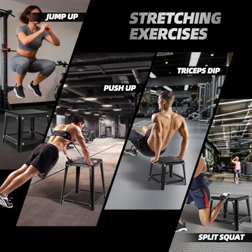 Plyometric Platform 12/18/20/24 Inch Fitness Exercise Jump Box Step for Fitting, Plyometric Jumping Exercise Training - color: Black 4P