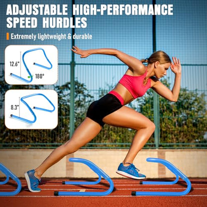 Agility Ladder, Agility Speed Training Equipment Set, 20ft Speed Ladder, 12 Soccer Cones, 4 Hurdles, Jump Rope, Running Parachute, Soccer Football Basketball Training Equipment Accessories - color: Blue