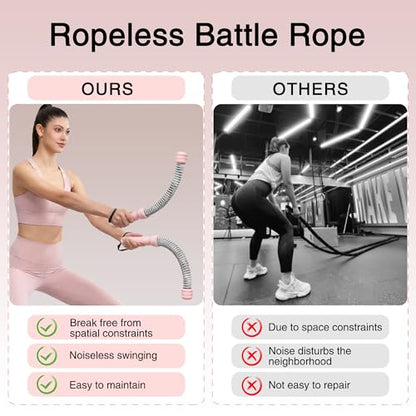 2Pcs Weighted Ropeless Battle Ropes, Heavy Duty Portable Cordless Battle Ropes for Home Gym with Poster, Workout Exercise Rope for Strength Building, HIIT and Low-Impact Aerobic Training for Men & Women
