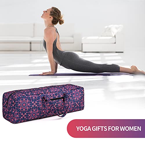 | Yoga Mat Bag | Large Yoga Mat Carrier with Wet Pocket | Yoga Gifts | Gym Tote Bag for Women - color: Navy