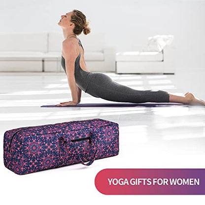 | Yoga Mat Bag | Large Yoga Mat Carrier with Wet Pocket | Yoga Gifts | Gym Tote Bag for Women - color: Navy