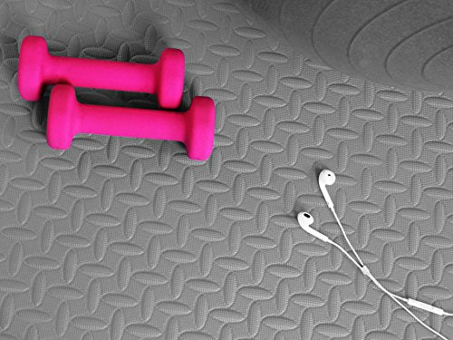 Signature Fitness Puzzle Exercise Mat with EVA Foam Interlocking Tiles - color: Grey, style: 3/4" Thick, 96 S.F., Easy Open