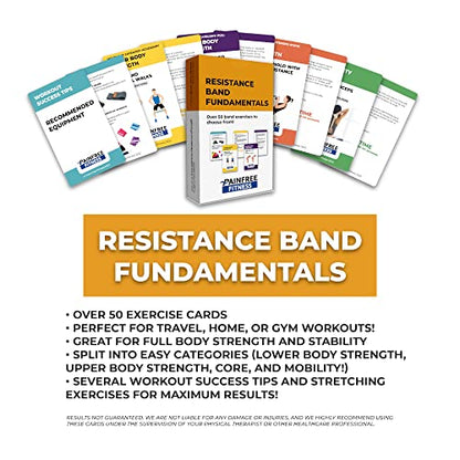 50 Resistance Band Workout Cards 3x5''- Fundamental Workout Cards Deck - Suitable for Pre-Set Warm Ups & Strength Exercise - Bend & Tear-Resistant