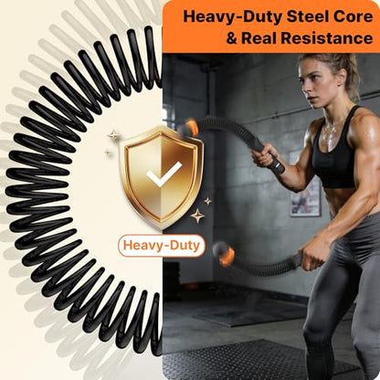 Adjustable Ropeless Battle Ropes for Home Gym for Men & Women, Heavy Duty Cordless Battle Rope, Exercise Ropes with Variable Resistance, Strength & Low-Impact Cardio for HIIT
