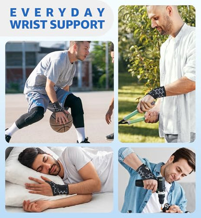 Upgraded 3D Knit Breathable Wrist Brace Wrist Wrap, Extended Length Adjustable Compression Strap, Elastic Support for Wrist Pain Relief, Carpal Tunnel, Sports, Gym & Daily Use (1, Black)