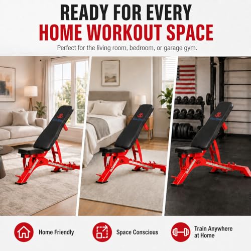 Adjustable Weight Bench 1300 lb Capacity, 40-Position Workout Bench with 10 Backrest & 4 Seat Angles, Heavy Duty Strength Training Bench for Home Gym, Garage Gym, Incline Flat Dumbbell Workouts