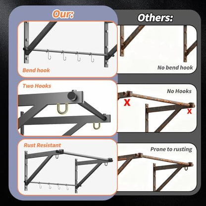 Adjustable Depth Wall Mounted Pull Up Bar 51'' 500LB Heavy Duty Chin Up Bar - size: 35"