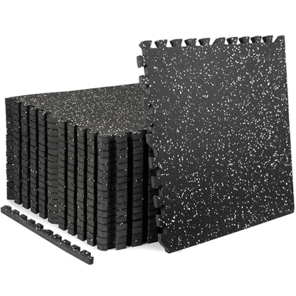 0.79in Extra-Thick 72 Sq Ft Exercise Equipment Mats, 18 Tiles Rubber Top EVA Foam Workout Mats, Interlocking Gym Flooring for Home Gym, 24 x 24in, Black & White - size: 18 Tiles (72 Sq Ft)