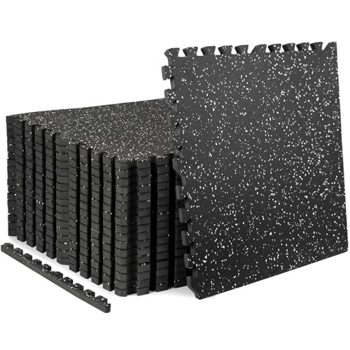 0.79in Extra-Thick 72 Sq Ft Exercise Equipment Mats, 18 Tiles Rubber Top EVA Foam Workout Mats, Interlocking Gym Flooring for Home Gym, 24 x 24in, Black & White - size: 18 Tiles (72 Sq Ft)