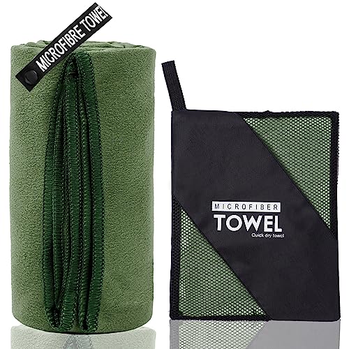 Microfiber Travel Towel, Soft Lightweight Quick Dry Towel, Super Absorbent Compact Travel & Sports & Beach Towels for Camping, Backpack, Gym, Swimming, Yoga, Hiking (M:20"×40" -ArmyGreen)