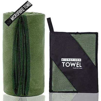 Microfiber Travel Towel, Soft Lightweight Quick Dry Towel, Super Absorbent Compact Travel & Sports & Beach Towels for Camping, Backpack, Gym, Swimming, Yoga, Hiking (M:20"×40" -ArmyGreen)