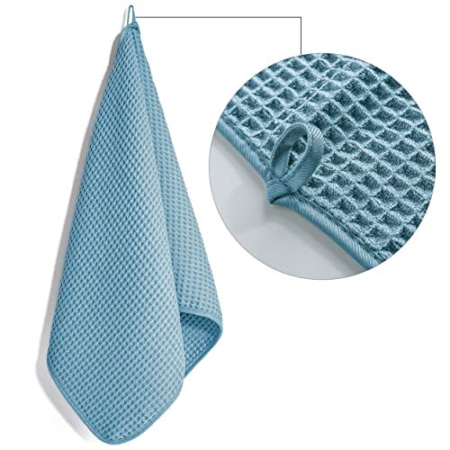 POLYTE 430 GSM Poly Blend Microfiber Quick Dry Waffle Hand Towel, 16x30 in - color: Green