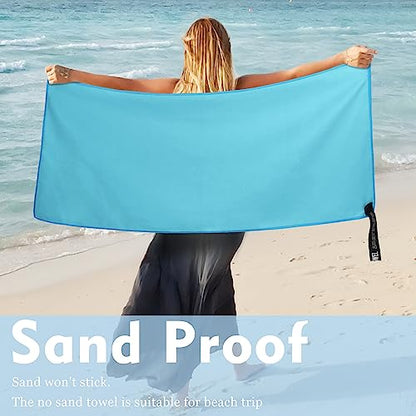 Microfiber Travel Towel, Quick Dry Camping & Gym Towel. Compact - color: Marineblue, size: S:16"×32"
