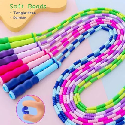 Jump Rope for Kids Girls and Boys, Soft Beaded Jump Ropes, Adjustable Skipping Rope, Tangle-Free Segmented Rope for Kid and Women Men Adults Exercise, Keeping Fit, Training - 9.2Ft - color: Pink&Blue&Purple