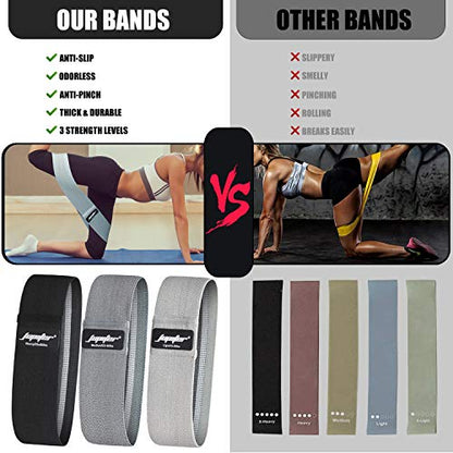 Resistance Bands for Legs and Butt, Exercise Bands Booty Bands Hip Bands Wide Workout Bands Sports for Squat Glute Hip Training (Set of 3)