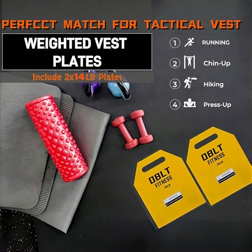 OBLT Weight Vest Plates - Vest Plates for Full-Body Strength Training, 5.5/9.3/14/19 LBS Weighted Vest Plates Suitable Crossfit,Outside and Fitness Man& Women Training - color: Yellow