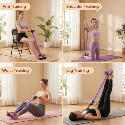 Upgraded Durable 6-Tube Pedal Resistance Strap with Handle, Natural Rubber Fitness Resistance Strap, Multifunctional Fitness Strap, Suitable for Abdominal, Waist, arm, and Leg Shaping Training - color: Purple