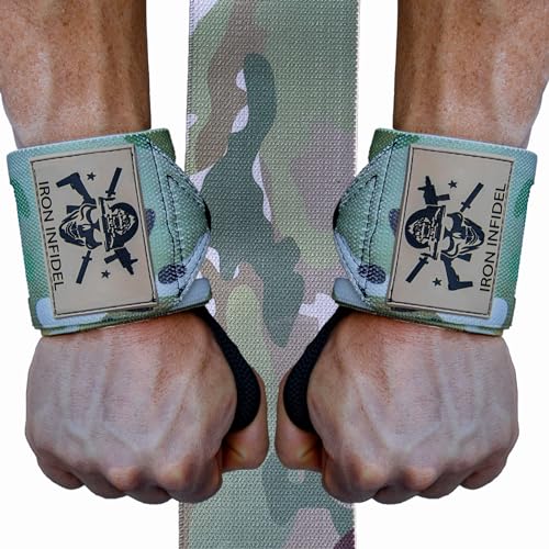 Iron Infidel Wrist Wraps for Weightlifting - 18" Heavy Duty Support for Working Out, Gym Accessories for Men - Use for Lifting, Crossfit, Fitness, Exercise, Bench Press, Powerlifting - color: OCP