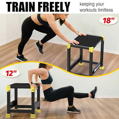 GanFindX Steel Plyo Box, 17×13 Inch Surface Metal Plyometric Jumping Box - color: Black