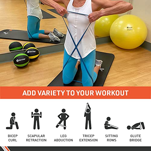 Body Sport Super Loop Band 41-Inch, Latex, Exercise Chart Included – Bands for Working Out – Exercise Band - color: Light Resistance - Blue