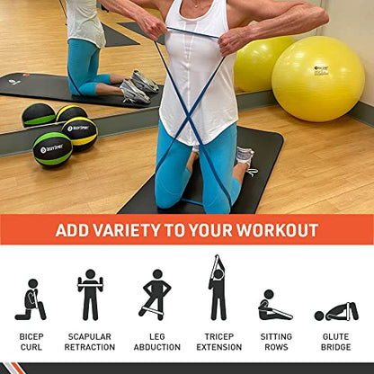 Body Sport Super Loop Band 41-Inch, Latex, Exercise Chart Included – Bands for Working Out – Exercise Band - color: Light Resistance - Blue