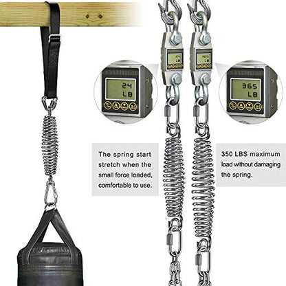 Dolibest Punching Bag Hangers Strap, Heavy Bag Strap Hanger for Home Gym Training Workout Fitness Conditioning Pull Ups and Dips Exercises Equipment - color: Black with spring