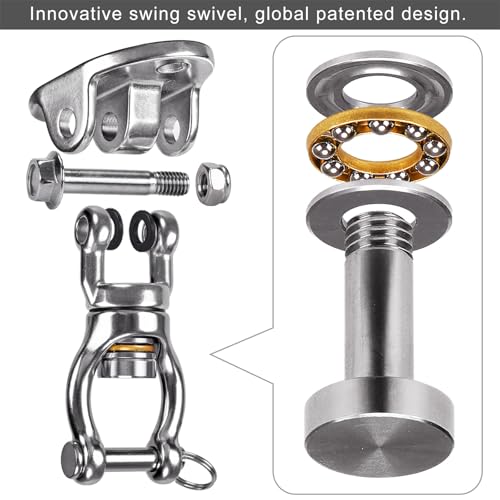 SELEWARE Heavy Duty Swing Hanger with Bearing Swivel 1200 LB Capacity Stainless Steel Swing Hook Ceiling Swing Mount Indoor Outdoor Swing Hardware for Aerial Yoga Silks Hammock Chairs Heavy Bag - color: Silver: 360° Bearing Swing Hanger ( 1 Pack )