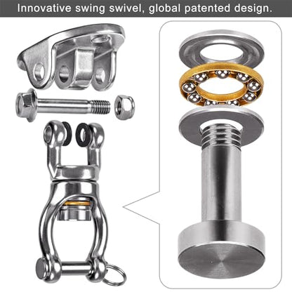 SELEWARE Heavy Duty Swing Hanger with Bearing Swivel 1200 LB Capacity Stainless Steel Swing Hook Ceiling Swing Mount Indoor Outdoor Swing Hardware for Aerial Yoga Silks Hammock Chairs Heavy Bag - color: Silver: 360° Bearing Swing Hanger ( 1 Pack )