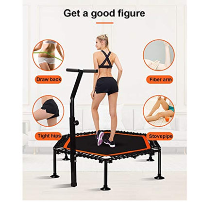 TXTC Foldable Rebounder Trampoline with Height Adjustable Handle,Fitness Trampoline,Exercise Trampoline for Adults Kids Indoor/Outdoor Home Equipment, Indoor Jumping Workout