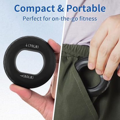 Hand Grip Strengthener, Fingers Exerciser - Silicone Rings for Muscle Training Sports Rock Climbing Finger Rehabilitation,6 Resistance Levels - color: Black(70/80LB)with Box