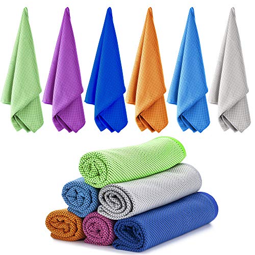 Cooling Towels 6Pack,Ice Towel for Neck and Face,Soft Breathable Chilly Microfiber Towel for Hot Weather,Camping,Workout,Sports,Yoga,Golf,Gym,Fitness