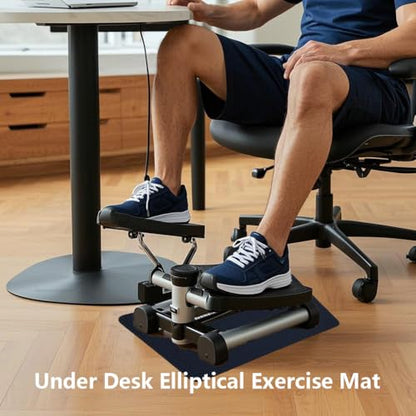 Double-Sided Non Slip Mat for Stepper Exercise Machine & Under Desk Mini Elliptical Exercise Equipment, Small Workout Floor Protection Mat for Seated Pedal Exerciser, Indoor Cycling Bike