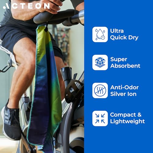 Microfiber Gym Towels 4 Pack, Quick Dry Odor Free Workout Towels for Men and Women, Super Absorbent Sports Sweat Towel for Gym, Yoga, Running, Travel, 16 x 30.5 Inch