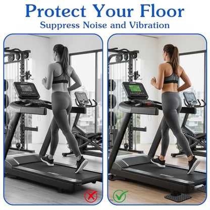 4 Pcs Treadmill Mat Pads Double-Sided Non-Slip Vibration Mat for Floor Protection, Exercise Equipment Mats for Treadmill Walking Pad Exercise Bike