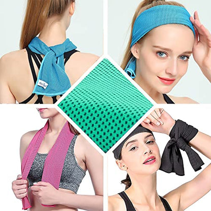 10 Pack Cooling Towels Bulk Microfiber Ice Towel Quick Dry Breathable Chilly Sweat Towel Stay Cool Towel for Neck Face Yoga Gym Workout Running Pilates Beach with Carabin Bag, 40x12'', Purple - color: Purple