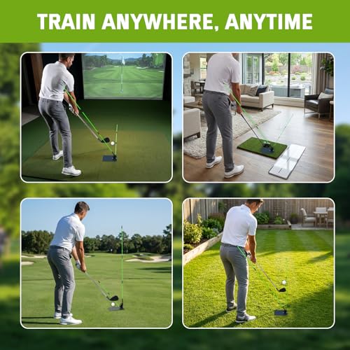 Golf Swing Correction Training Kit – Grip Alignment Trainer, Telescopic Swing Direction Indicator, Wrist & Arm Strap, Foldable Metal Angle Corrector & Dual Folding Alignment Sticks