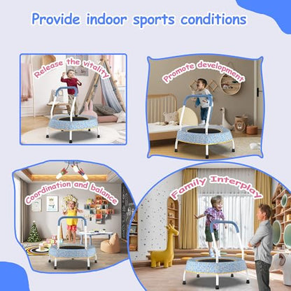 36" Kids Trampoline with Handle, Indoor Mini Trampoline for Kids, Toddlers Small Rebounder Fitness Trampoline for Indoor and Outdoor Use