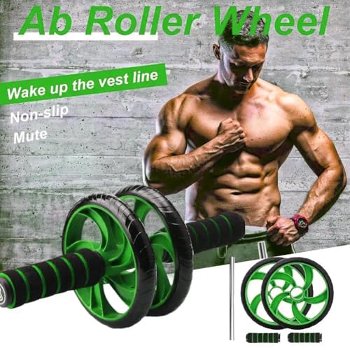 Abdominal Roller Wheels Ab Trainer with Knee Pad Core Workout Exercise Muscle Fitness Equipment Men Women for Home Office Gym Outdoors