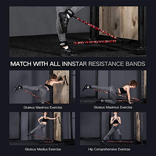 INNSTAR Resistance Bands Accessories Exercise Bands Attachment, Fitness Handles Workout Bar for Home Gym Workout Full Body Workout (2 Pack Ankle Cuff)